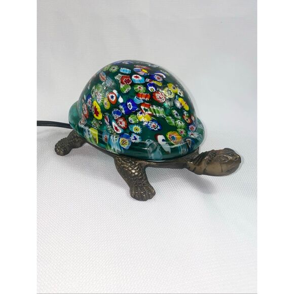 Murano Style Millefiori Glass Turtle Night Light Lamp Colorful Art Glass Decor - Picture 2 of 12